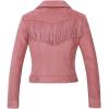 imageCHARTOU Womens Fall 2023 Fashion Faux Suede Leather Casual Moto Biker Jacket CoatsTasselpink