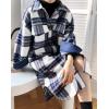 imageCHARTOU Womens Lightweight Spread Collar Wool Blend Plaid Midi Long Shacket Trench CoatBeige
