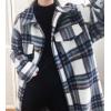 imageCHARTOU Womens Lightweight Spread Collar Wool Blend Plaid Midi Long Shacket Trench CoatBeige