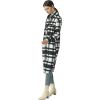 imageCHARTOU Womens Lightweight Spread Collar Wool Blend Plaid Midi Long Shacket Trench CoatBlack