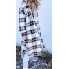 imageCHARTOU Womens Lightweight Spread Collar Wool Blend Plaid Midi Long Shacket Trench CoatBrown