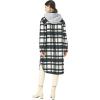 imageCHARTOU Womens Lightweight Spread Collar Wool Blend Plaid Midi Long Shacket Trench CoatHblack