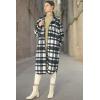 imageCHARTOU Womens Lightweight Spread Collar Wool Blend Plaid Midi Long Shacket Trench CoatHblack