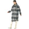 imageCHARTOU Womens Lightweight Spread Collar Wool Blend Plaid Midi Long Shacket Trench CoatHblack