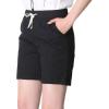 imageCHARTOU Womens Modest Loose ElasticWaisted Bermuda Drawstring Casual ShortsBlack