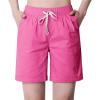 imageCHARTOU Womens Modest Loose ElasticWaisted Bermuda Drawstring Casual ShortsFuchsia