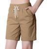 imageCHARTOU Womens Modest Loose ElasticWaisted Bermuda Drawstring Casual ShortsKhaki