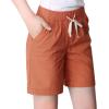 imageCHARTOU Womens Modest Loose ElasticWaisted Bermuda Drawstring Casual ShortsRusty Red