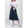 imageCHARTOU Womens Stretchy High Waist 5Buttons Front ALine Flowy Midi SkirtsDark Blue
