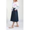 imageCHARTOU Womens Stretchy High Waist 5Buttons Front ALine Flowy Midi SkirtsDark Blue