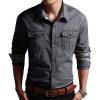 imageCHARTOU Mens Classic Retro Military Camouflage Lined Patchwork ShirtGrey