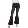 imageCHARTOU Womens Asymmetric Tassel Flared Slit Ripped Jeans Denim PantsBlack