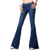 imageCHARTOU Womens Asymmetric Tassel Flared Slit Ripped Jeans Denim PantsNavy Blue