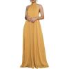 imageCHARTOU Womens Elegant Loose Fit Chiffon Halter Neck Backless Wide Leg JumpsuitYellow