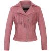 imageCHARTOU Womens Fall 2023 Fashion Faux Suede Leather Casual Moto Biker Jacket CoatsTasselpink