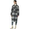 imageCHARTOU Womens Lightweight Spread Collar Wool Blend Plaid Midi Long Shacket Trench CoatBlack