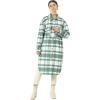imageCHARTOU Womens Lightweight Spread Collar Wool Blend Plaid Midi Long Shacket Trench CoatGreen
