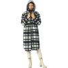imageCHARTOU Womens Lightweight Spread Collar Wool Blend Plaid Midi Long Shacket Trench CoatHblack