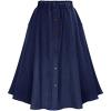 imageCHARTOU Womens Stretchy High Waist 5Buttons Front ALine Flowy Midi SkirtsDark Blue