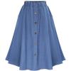 imageCHARTOU Womens Stretchy High Waist 5Buttons Front ALine Flowy Midi SkirtsLight Blue