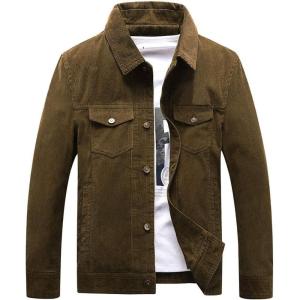 imageCHARTOU Mens Vintage ButtonFront Slim Fit Corduroy Denim JacketCoffee