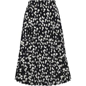 imageCHARTOU Womens Chic Elastic High Waisted A Line Leopard Print Pleated Shirring MidiLong SkirtDblack