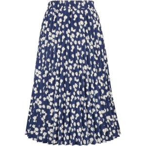 imageCHARTOU Womens Chic Elastic High Waisted A Line Leopard Print Pleated Shirring MidiLong SkirtDnavy