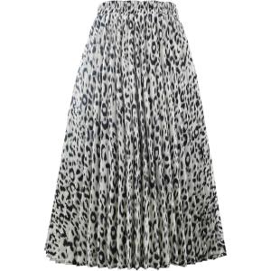 imageCHARTOU Womens Chic Elastic High Waisted A Line Leopard Print Pleated Shirring MidiLong SkirtGrey