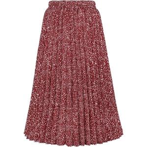 imageCHARTOU Womens Chic Elastic High Waisted A Line Leopard Print Pleated Shirring MidiLong SkirtWine Red