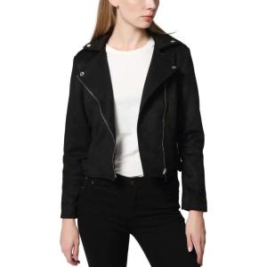 imageCHARTOU Womens Fall 2023 Fashion Faux Suede Leather Casual Moto Biker Jacket CoatsBlack