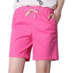imageCHARTOU Womens Modest Loose ElasticWaisted Bermuda Drawstring Casual ShortsFuchsia