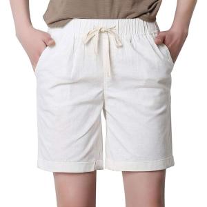 imageCHARTOU Womens Modest Loose ElasticWaisted Bermuda Drawstring Casual ShortsWhite