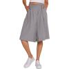 imageCHARTOU Womans Casual Loose Fit Stretched Waist Knee Length Wide Leg Culottes ShortsGrey