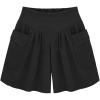imageCHARTOU Womens Casual Summer Elastic Waist Wide Leg Beach Shorts Culottes with PocketsBlack