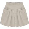 imageCHARTOU Womens Casual Summer Elastic Waist Wide Leg Beach Shorts Culottes with PocketsKhaki