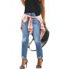 imageCHARTOU Womens Distressed Ripped Denim Jeans Cropped Capris PantsBlue