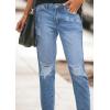 imageCHARTOU Womens Distressed Ripped Denim Jeans Cropped Capris PantsBlue
