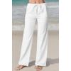 imageCHARTOU Womens Lightweight Drawstring Waist WideLeg Palazzo Yoga Beach PantsWhite