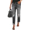 imageCHARTOU Womens Distressed Ripped Denim Jeans Cropped Capris PantsBlack