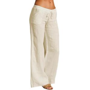 imageCHARTOU Womens Lightweight Drawstring Waist WideLeg Palazzo Yoga Beach PantsApricot