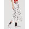 imageCHARTOU Womens Casual Contrast Polka Dot Chiffon Bohemia Swing Beach Midi ALine SkirtsWhite