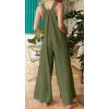 imageCHARTOU Womens Casual Wide Leg Ruffle Jumpsuit One Piece Sleeveless Bib Overalls Beach RomperArmy Green