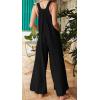imageCHARTOU Womens Casual Wide Leg Ruffle Jumpsuit One Piece Sleeveless Bib Overalls Beach RomperBlack