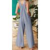 imageCHARTOU Womens Casual Wide Leg Ruffle Jumpsuit One Piece Sleeveless Bib Overalls Beach RomperGrey