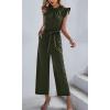 imageCHARTOU Womens Elegant Work Office Pleated Wide Leg Pants Jumpsuit with Pockets Romper OutfitsArmy Green
