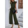 imageCHARTOU Womens Elegant Work Office Pleated Wide Leg Pants Jumpsuit with Pockets Romper OutfitsArmy Green