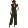 imageCHARTOU Womens Elegant Work Office Pleated Wide Leg Pants Jumpsuit with Pockets Romper OutfitsArmy Green