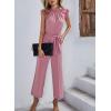 imageCHARTOU Womens Elegant Work Office Pleated Wide Leg Pants Jumpsuit with Pockets Romper OutfitsPink