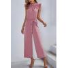 imageCHARTOU Womens Elegant Work Office Pleated Wide Leg Pants Jumpsuit with Pockets Romper OutfitsPink