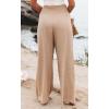 imageCHARTOU Womens Lightweight Smocked High Waist Straight Leg Cotton Linen Palazzo Beach PantsKhaki